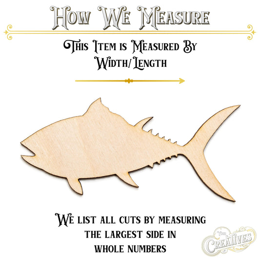 Tuna Fish Blank Wood Cutout - Laser Cut Unfinished Craft Shape - Multiple Sizes