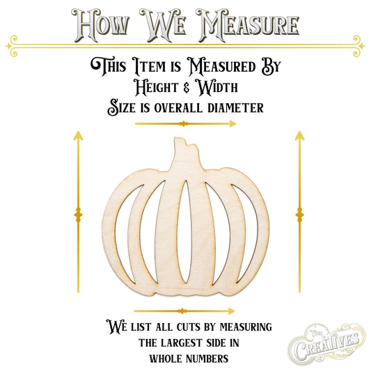 Fall Pumpkin Detailed Wood Cutout - Laser Cut Unfinished Craft Shape - Multiple Sizes