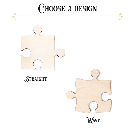Puzzle Piece Wood Cutout - Laser Cut Unfinished Craft Shape - Multiple Sizes