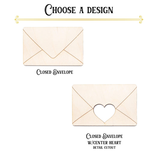 Closed Envelope Wood Cutout - Laser Cut Unfinished Craft Shape - Multiple Sizes