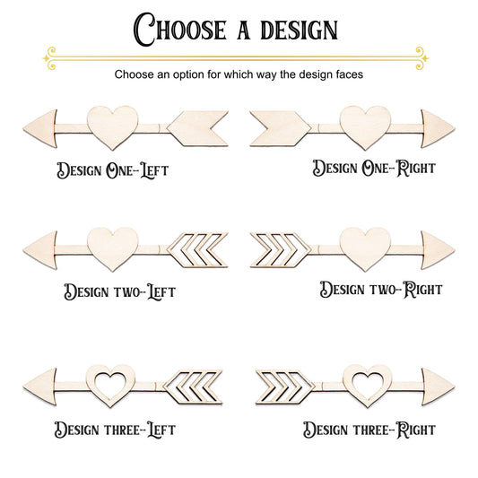 Valentine Arrow Wood Cutout - Laser Cut Unfinished Craft Shape - Multiple Sizes