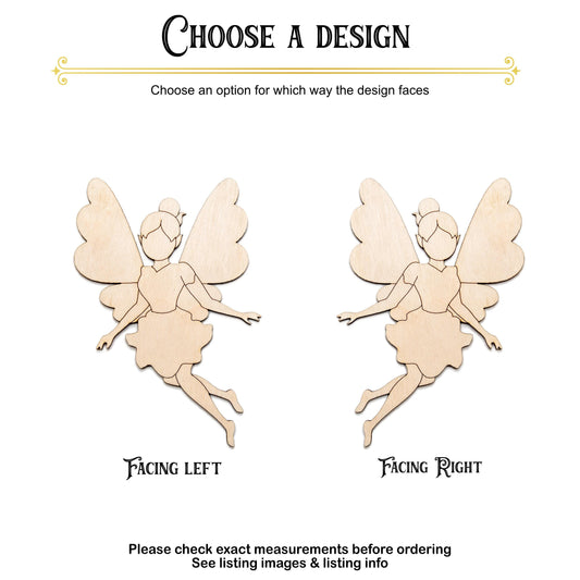 Fairy Girl Wood Cutout - Laser Cut Unfinished Craft Shape - Multiple Sizes