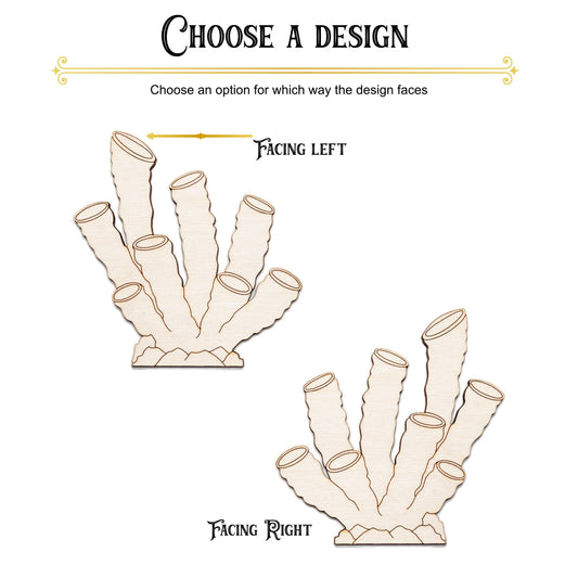 Tube Coral Wood Cutout - Laser Cut Unfinished Craft Shape - Multiple Sizes