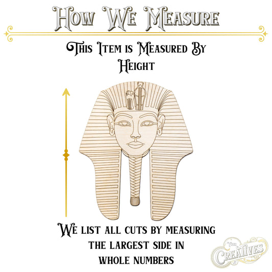 Tutankhamun Head Detailed Wood Cutout - Laser Cut Unfinished Craft Shape - Multiple Sizes