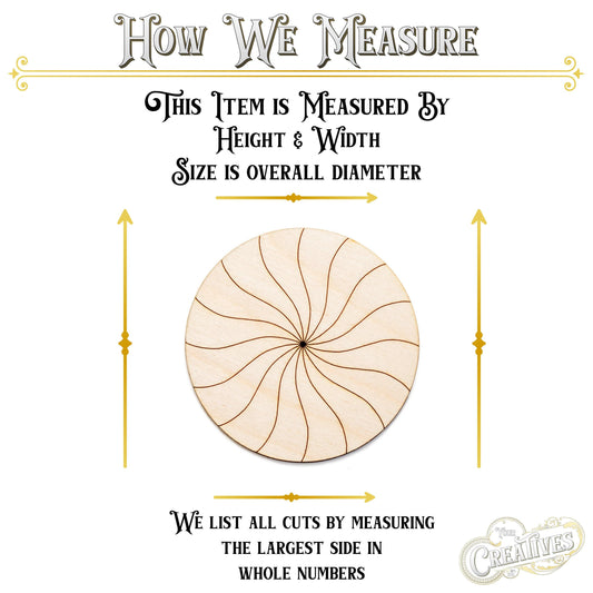 Peppermint Swirl Detailed Wood Cutout - Laser Cut Unfinished Craft Shape - Multiple Sizes