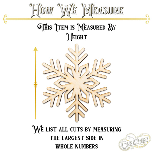 Snowflake Wood Cutout - Laser Cut Unfinished Craft Shape - Multiple Sizes