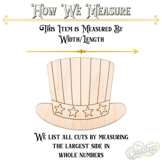 Patriotic Top Hat Wood Cutout - Laser Cut Unfinished Craft Shape - Multiple Sizes