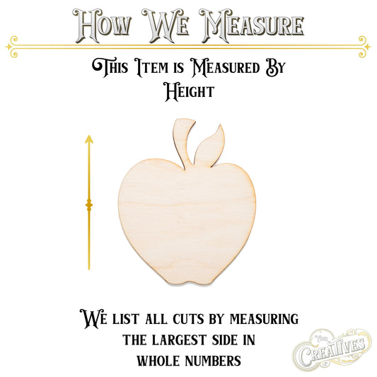 Apple Wood Cutout - Laser Cut Unfinished Craft Shape - Multiple Sizes