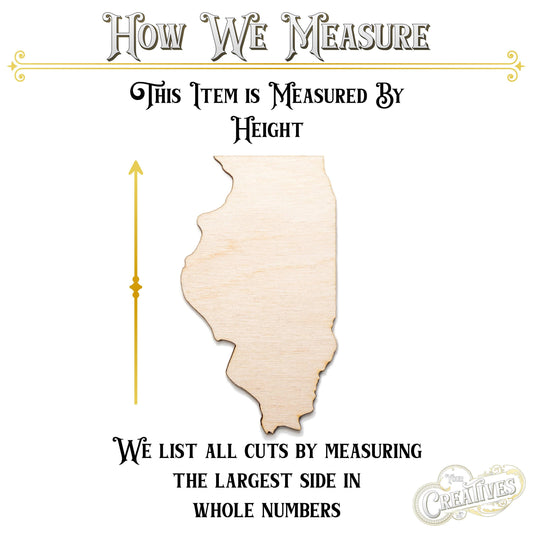 Illinois Wood Cutout - Laser Cut Unfinished Craft Shape - Multiple Sizes