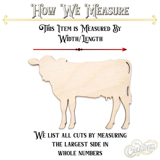 Cow Blank Wood Cutout - Laser Cut Unfinished Craft Shape - Multiple Sizes