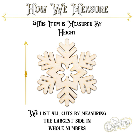 Fern Snowflake Wood Cutout - Laser Cut Unfinished Craft Shape - Multiple Sizes