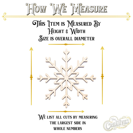 Snowflake Thin Diamond Wood Cutout - Laser Cut Unfinished Craft Shape - Multiple Sizes