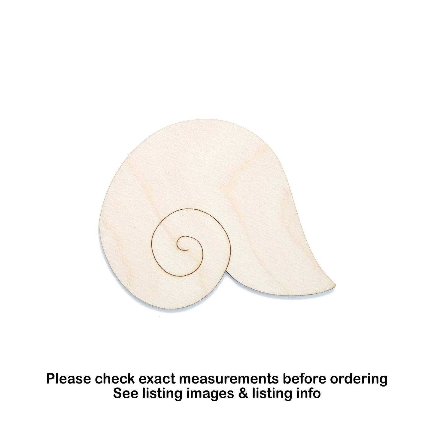 Spiral Shell Wood Cutout - Laser Cut Unfinished Craft Shape - Multiple Sizes