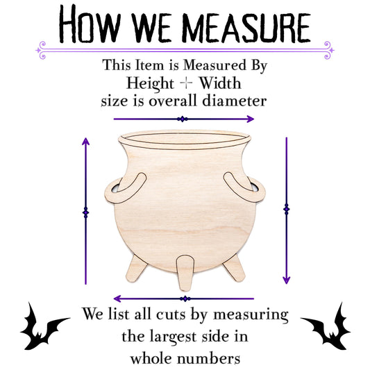 Cauldron Detailed Wood Cutout - Laser Cut Unfinished Craft Shape - Multiple Sizes