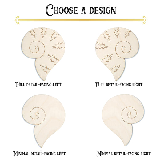 Spiral Shell Wood Cutout - Laser Cut Unfinished Craft Shape - Multiple Sizes