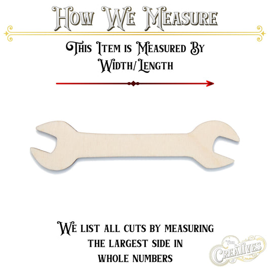 Wrench Blank Wood Cutout - Laser Cut Unfinished Craft Shape - Multiple Sizes
