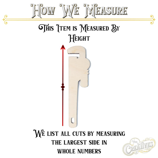Pipe Wrench Blank Blank Wood Cutout - Laser Cut Unfinished Craft Shape - Multiple Sizes