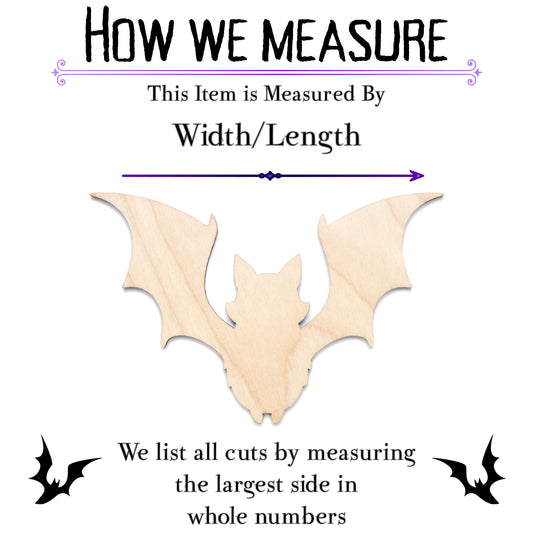Cute Flying Bat Blank Wood Cutout - Laser Cut Unfinished Craft Shape - Multiple Sizes