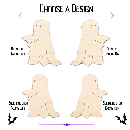 Ghost Walking Detailed Wood Cutout - Laser Cut Unfinished Craft Shape - Multiple Sizes