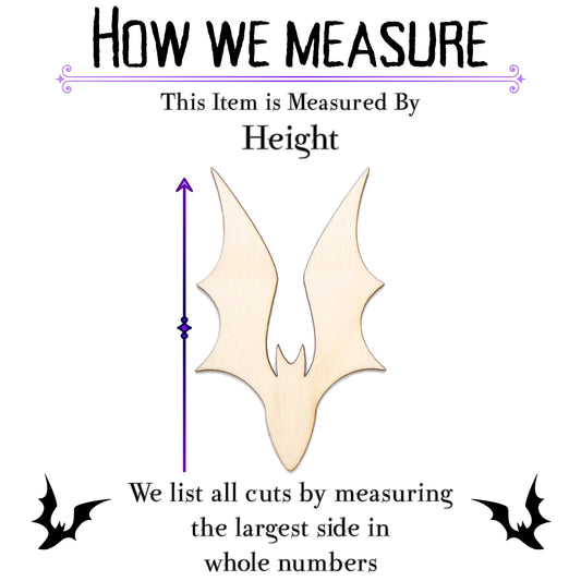 Bat Silhouette Blank Wood Cutout - Laser Cut Unfinished Craft Shape - Multiple Sizes