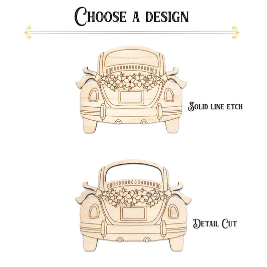 Buggy Wedding Car Wood Cutout - Laser Cut Unfinished Craft Shape - Multiple Sizes