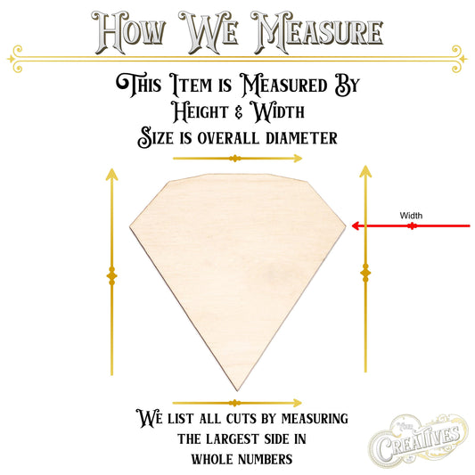 Diamond Jewel Blank Wood Cutout - Laser Cut Unfinished Craft Shape - Multiple Sizes