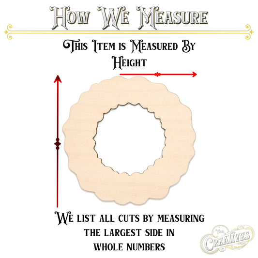 Wreath Blank Wood Cutout - Laser Cut Unfinished Craft Shape - Multiple Sizes
