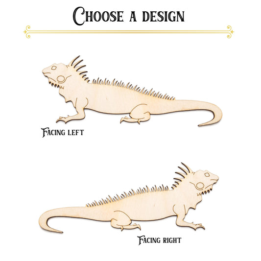 Iguana Detailed Wood Cutout - Laser Cut Unfinished Craft Shape - Multiple Sizes