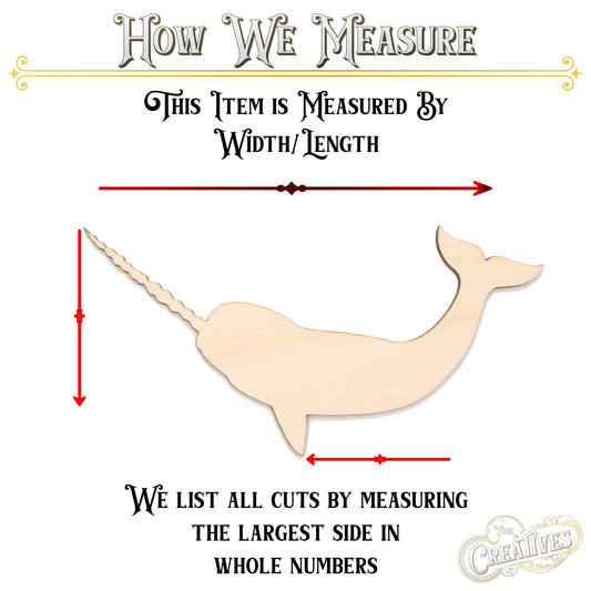 Narwhal Blank Wood Cutout - Laser Cut Unfinished Craft Shape - Multiple Sizes
