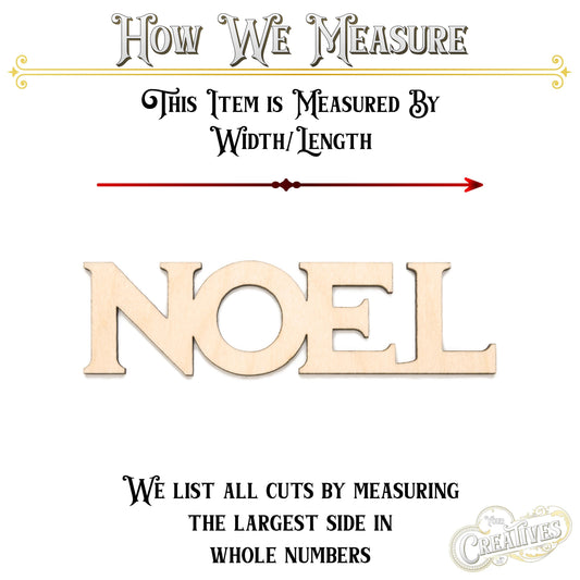 Noel Word Sign Wood Cutout - Laser Cut Unfinished Craft Shape - Multiple Sizes