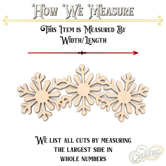 Snowflakes Banner Wood Cutout - Laser Cut Unfinished Craft Shape - Multiple Sizes