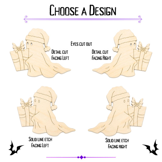 Holiday Ghost Wood Cutout - Laser Cut Unfinished Craft Shape - Multiple Sizes