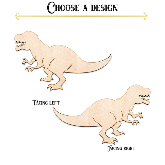 Cute T-Rex Wood Cutout - Laser Cut Unfinished Craft Shape - Multiple Sizes