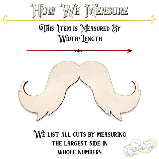 Mustache Wood Cutout - Laser Cut Unfinished Craft Shape - Multiple Sizes