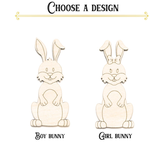 Full Body Bunny Wood Cutout - Laser Cut Unfinished Craft Shape - Multiple Sizes