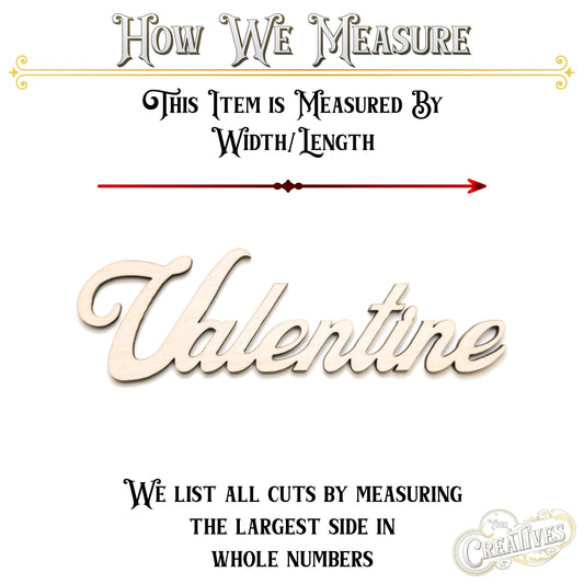 Valentine Word Wood Cutout - Laser Cut Unfinished Craft Shape - Multiple Sizes