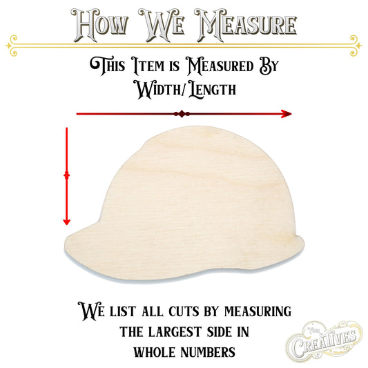 Hard Hat Side View Blank Wood Cutout - Laser Cut Unfinished Craft Shape - Multiple Sizes