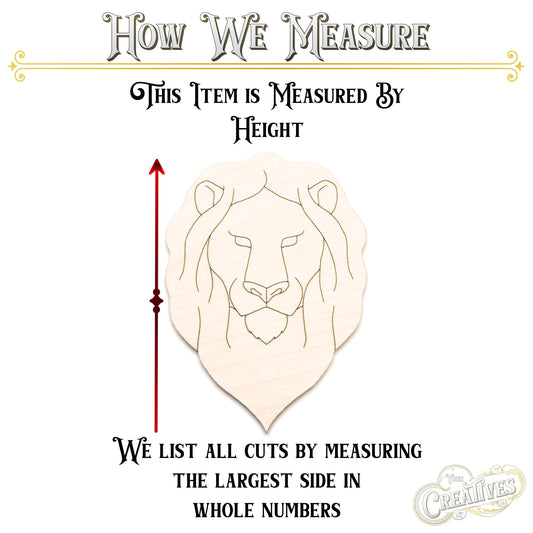 Lion Head Wood Cutout - Laser Cut Unfinished Craft Shape - Multiple Sizes