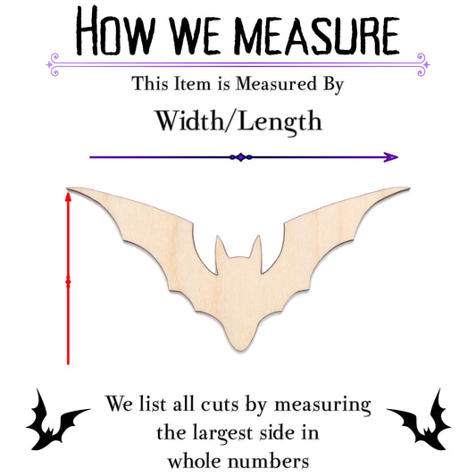Flying Bat Blank Wood Cutout - Laser Cut Unfinished Craft Shape - Multiple Sizes