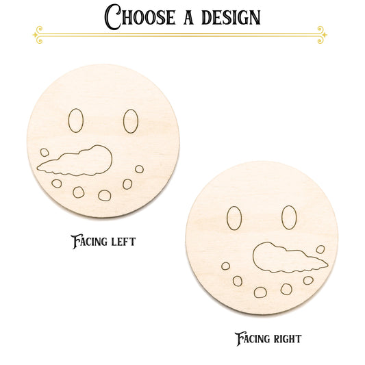 Snowman Face Wood Cutout - Laser Cut Unfinished Craft Shape - Multiple Sizes