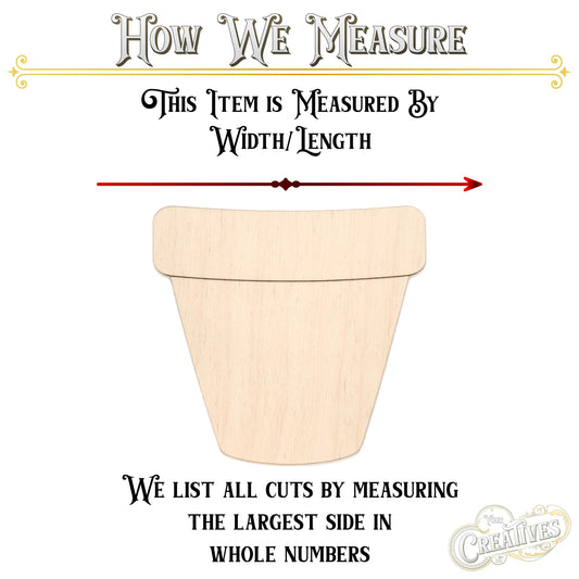 Flower Pot Wood Cutout - Laser Cut Unfinished Craft Shape - Multiple Sizes
