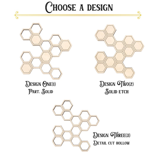 Honeycomb Staggered Wood Cutout - Laser Cut Unfinished Craft Shape - Multiple Sizes