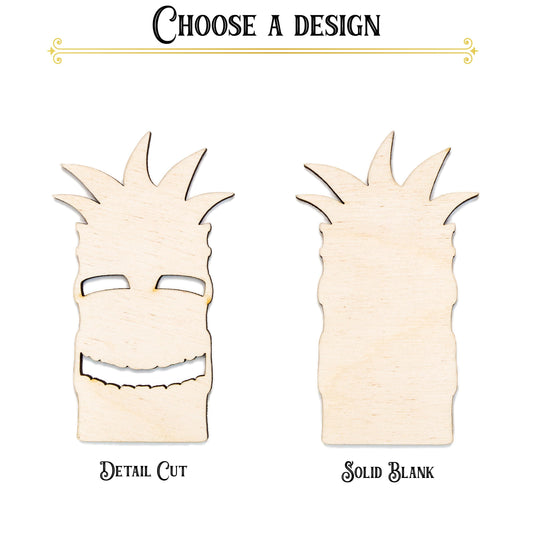 Happy Tiki Head Blank Wood Cutout - Laser Cut Unfinished Craft Shape - Multiple Sizes