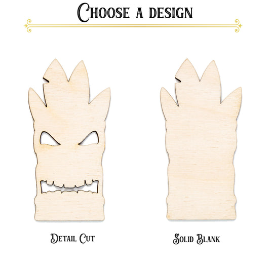 Tiki Head Blank Wood Cutout - Laser Cut Unfinished Craft Shape - Multiple Sizes