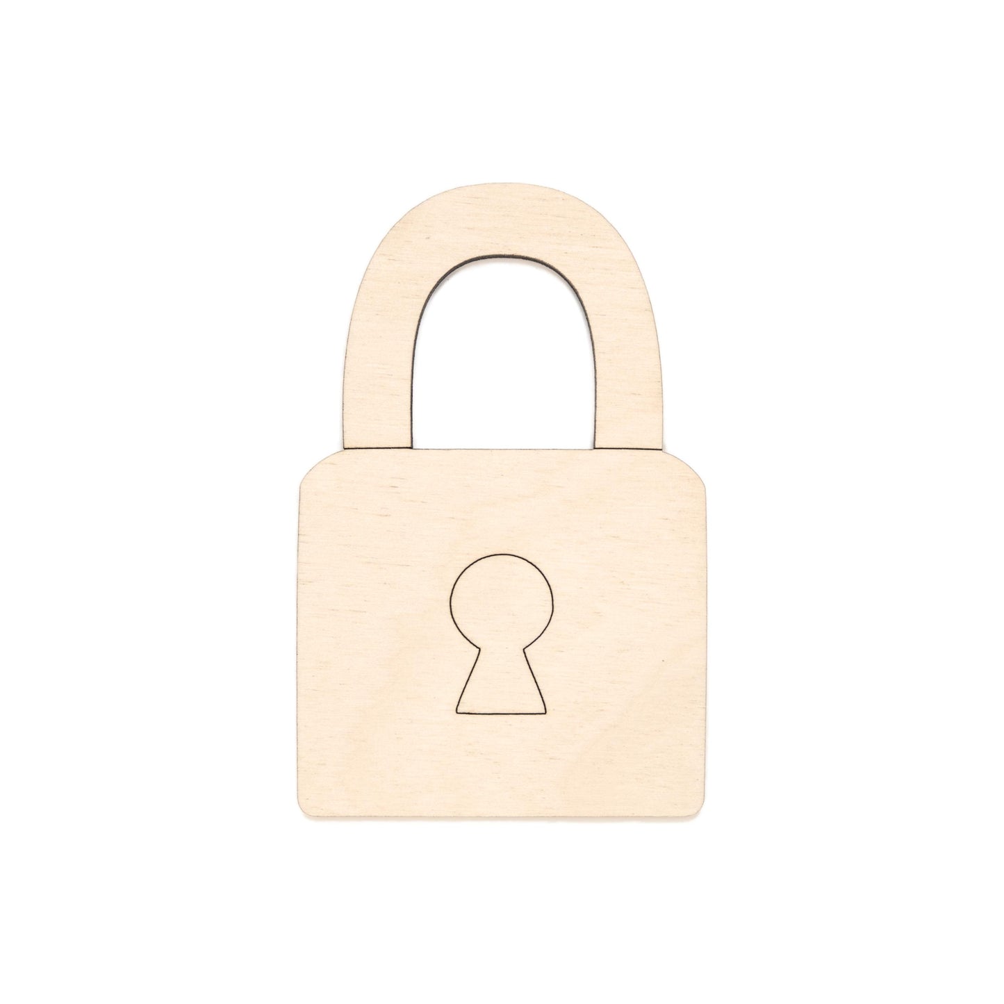 Lock Wood Cutout - Laser Cut Unfinished Craft Shape - Multiple Sizes