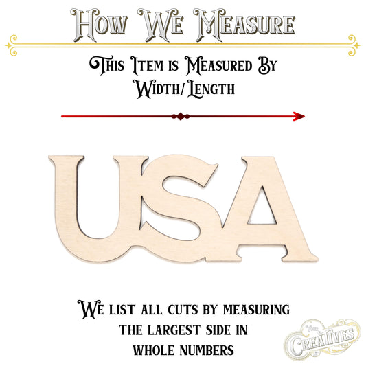 USA Wood Cutout - Laser Cut Unfinished Craft Shape - Multiple Sizes