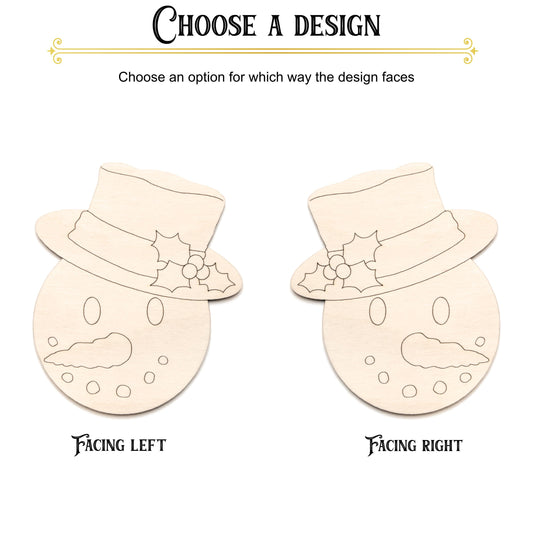 Snowman Head Top Hat Wood Cutout - Laser Cut Unfinished Craft Shape - Multiple Sizes