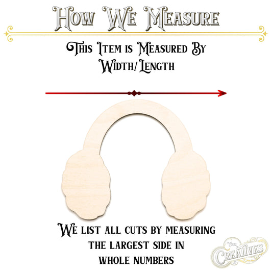 Ear Muffs Blank Wood Cutout- Laser Cut Unfinished Craft Shape - Multiple Sizes