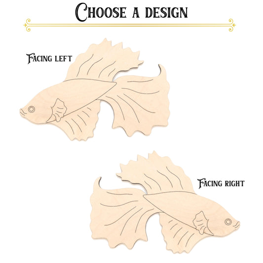 Betta Fish Wood Cutout - Laser Cut Unfinished Craft Shape - Multiple Sizes