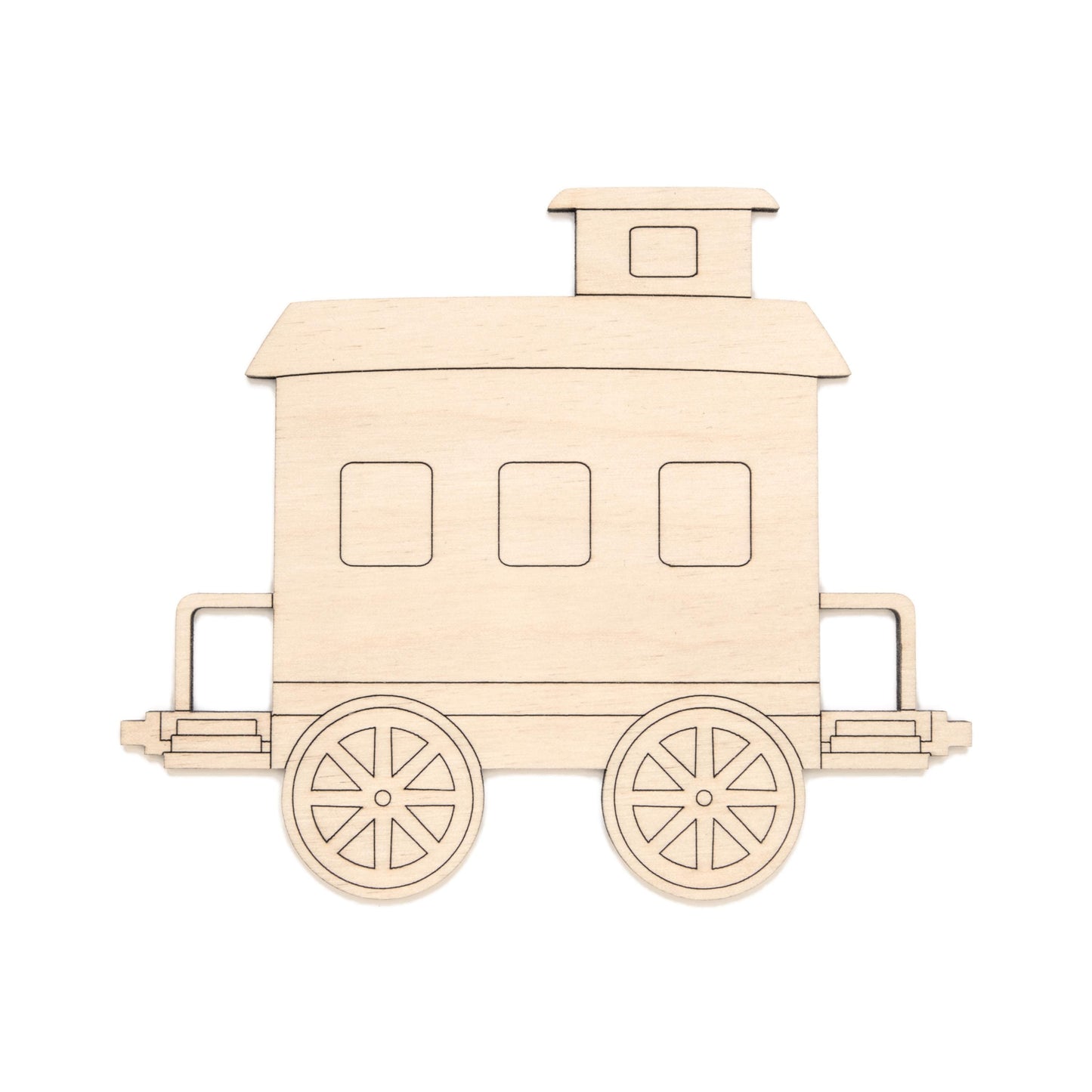 Caboose Train Detail Wood Cutout - Laser Cut Unfinished Craft Shape - Multiple Sizes